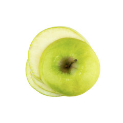 Sliced green apple isolated on white background