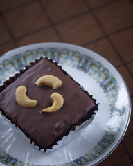 Chocolate brownies with cashew