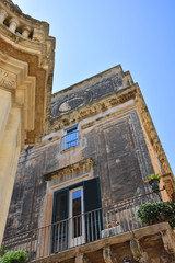 Fototapeta na wymiar Italy, Lecce, Duomo square, in Baroque style, bell tower, view and architectural details.