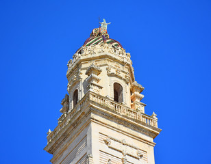 Italy, Lecce, Duomo square,  in Baroque style, bell tower, view and architectural details.