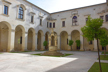 Italy, Lecce, ancient buildings and streets of the old town, views and details, doors, windows and...