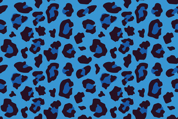 Blue leopard seamless pattern . Animal print. Vector background