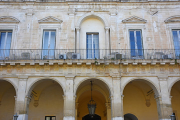 Italy, Lecce, ancient buildings and streets of the old town, views and details, doors, windows and various architectures.