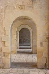 Fototapeta na wymiar Italy, Lecce, 12th century medieval castle, exteriors, interiors and details.