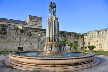 Italy, Lecce, fountain of harmony, view and details.