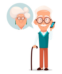 Grandfather calling to grandmother.