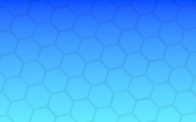 Translucent honeycomb on a gradient blue sky background. Perspective view on polygon look like honeycomb. Isometric geometry. 3D illustration