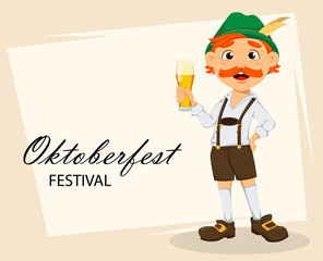 Oktoberfest, beer festival. Funny redhead man
