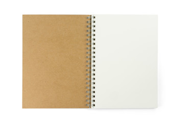 Blank brown notebook isolated on white background
