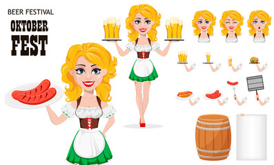 Oktoberfest, beer festival. Sexy redhead girl