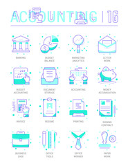 Set Vector Line Flat Icons of Accounting