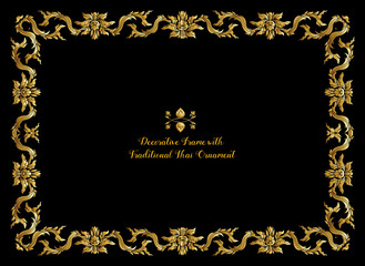 Frame with gold decorative elements of traditional Thai ornament