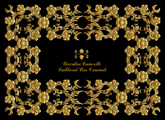Frame with gold decorative elements of traditional Thai ornament