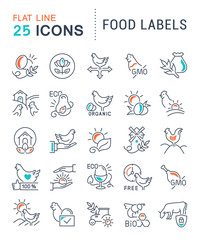 Set Vector Line Icons of Food Labels.