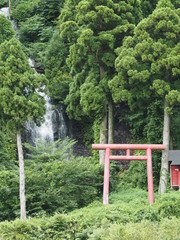 最上川、舟下り風景　白糸の滝　山形県　