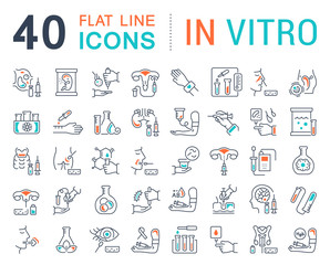 Set Vector Line Icons of In Vitro - obrazy, fototapety, plakaty