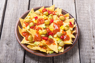 Nachos with sauce salsa
