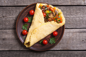 Omelette stuffed with vegetables