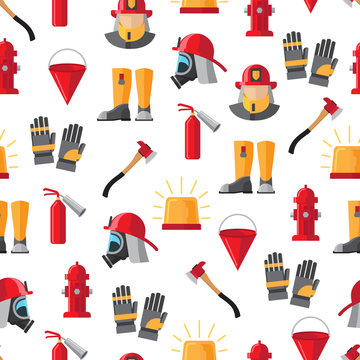 Firefighter icons seamless pattern vector illustration on white