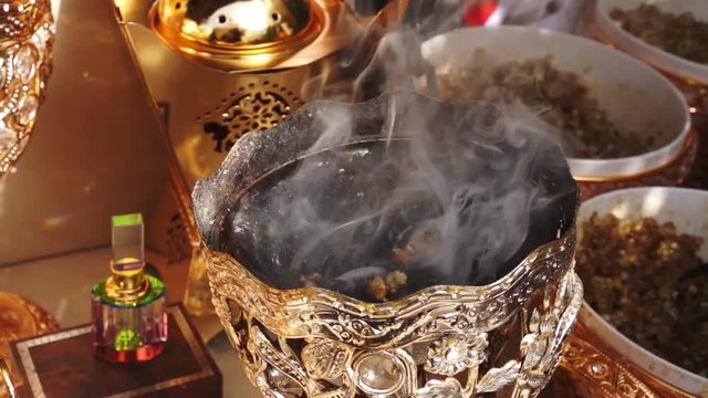 Burning arabic incense. Dubai. Madinat Jumeirah.