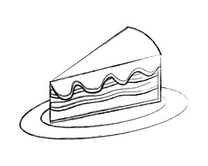 sweet piece cake on dish food dessert vector illustration hand drawing