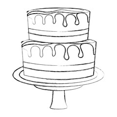 sweet cake glazed cream food vector illustration hand drawing
