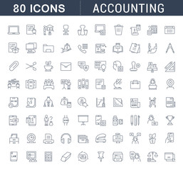 Set Vector Line Icons of Accounting.