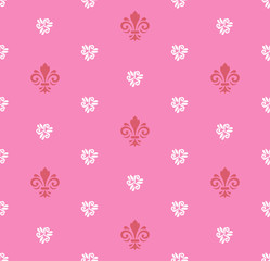 Seamless pattern. Modern geometric colored ornament with royal lilies. Classic vintage background