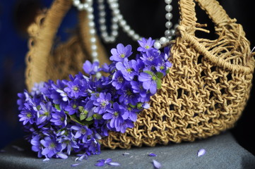 Wicker basket with flowers