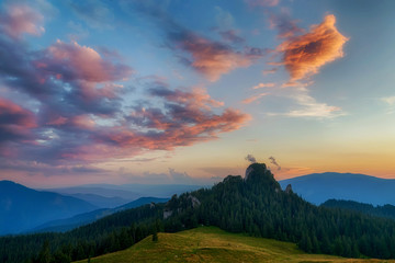 Fototapeta na wymiar Summer sunrise in Bucovina, Romania