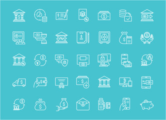 Set of Line Icons of Bank.