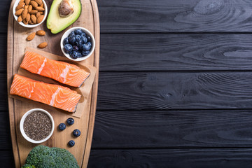 Healthy food with salmon