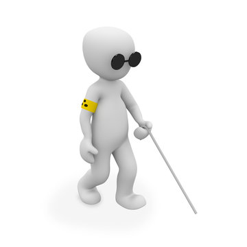 a blind man with a stick