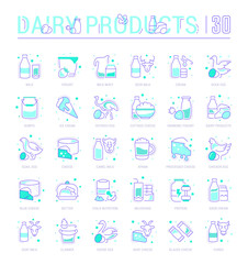 Set Line Icons of Dairy Products.