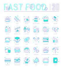 Set Line Icons of Fast Food