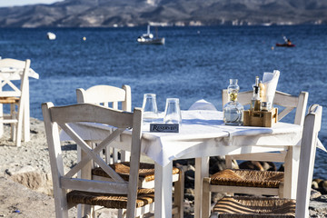 Reserved table in a romantic restautant near the ocean