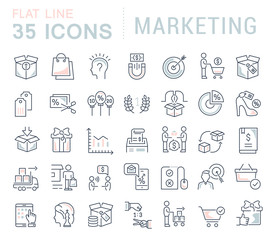 Set Vector Line Icons of Marketing.