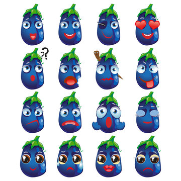 Eggplant Emoji Emoticon Expression. Funny cute food