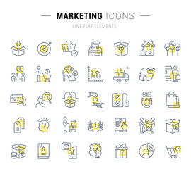 Set Vector Line Icons of Marketing.