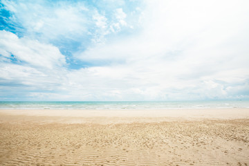 Fototapeta na wymiar Tropical beach and sea with white sand,cloud and blue sky background