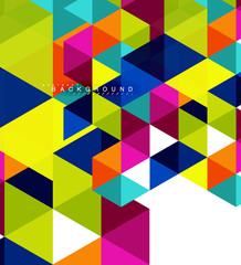 Multicolored triangles abstract background, mosaic tiles concept