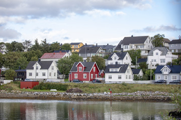 Fototapeta na wymiar Smal house bye the seashore in Bronnoysund Northern Norway