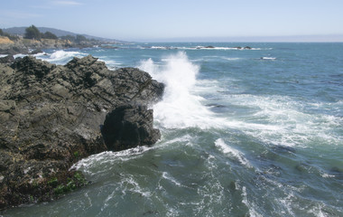 Waves crashing in high surf on the N. California coast