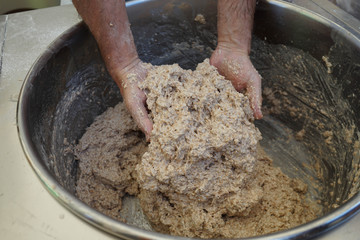Fototapeta premium Preparation of pizza dough