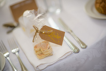 Wedding Favours, Welsh cakes in heart shape with Love Tag