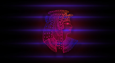 Abstract ancient Egyptian background, Cleopatra. Neon Wall Light