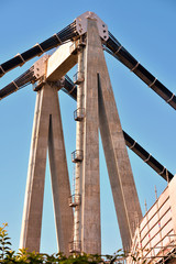 Detail of the forestay of the Morandi Bridge collapsed on 14 2018 Genoa Italy © maudanros