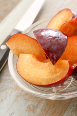 preparing fresh plums