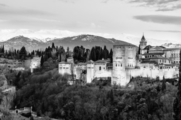 Fototapeta na wymiar Cityscape of Granada, Spain, with the Alhambra Palace in the background