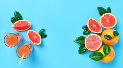 Glasss of fresh grapefruit juice from top view